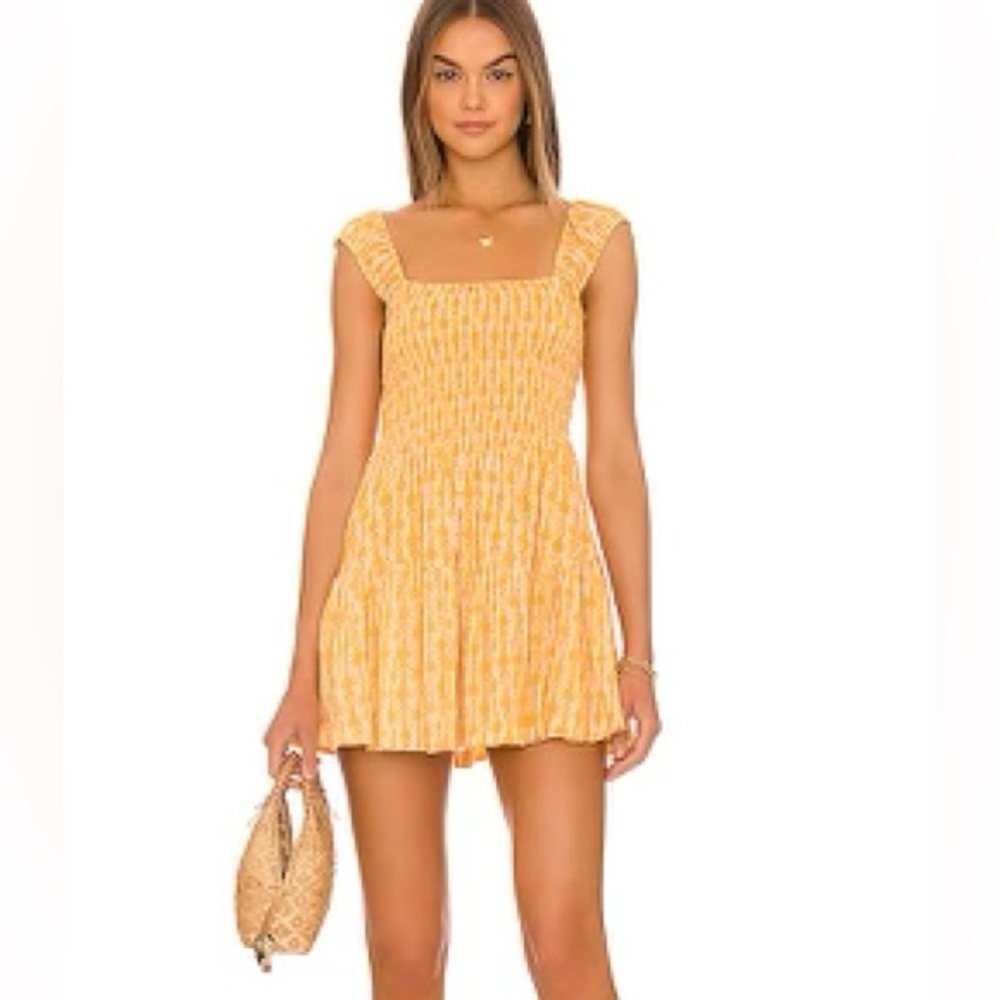 Free People Smocked Dress Orange Size Medium
